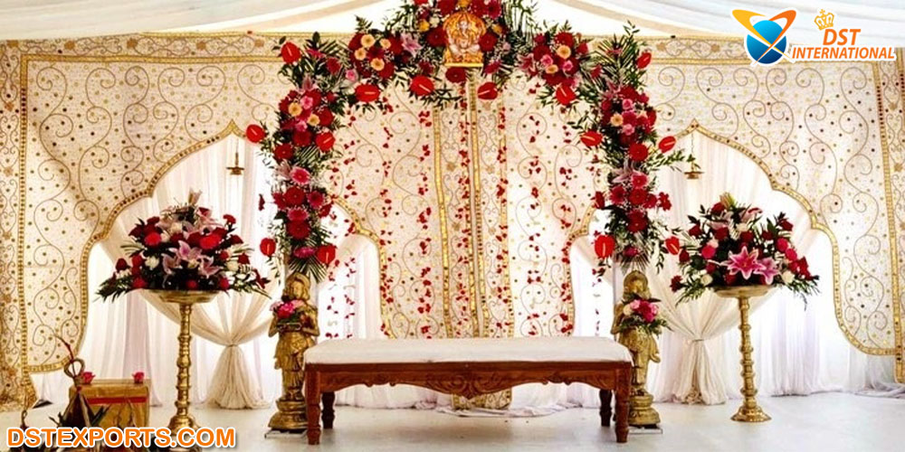 Punjabi Phulkari Style Backdrop For Wedding Stage - Wedding Stages