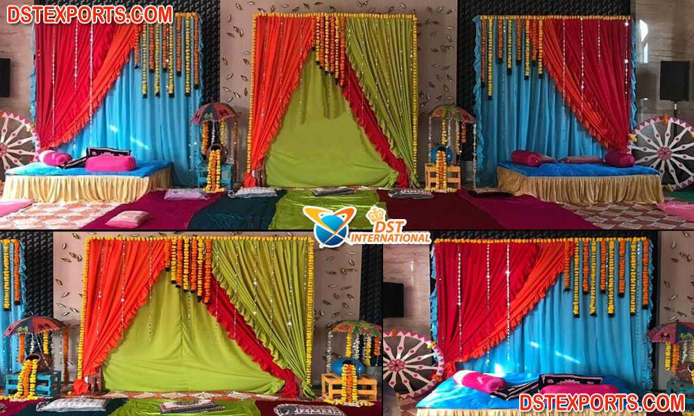 Wedding Sangeet Stage Embroidered Peacock Backdrops
