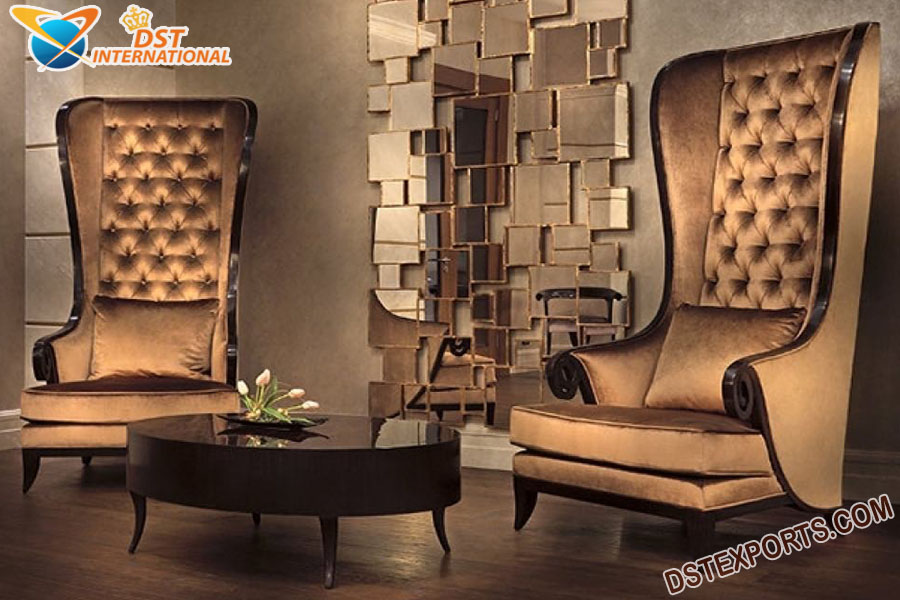 Classy High Back Leather Home Chairs, Living Room High Back Chairs