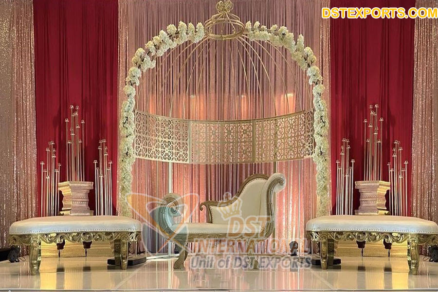 Cage Style Metal Backdrop Wedding Stage