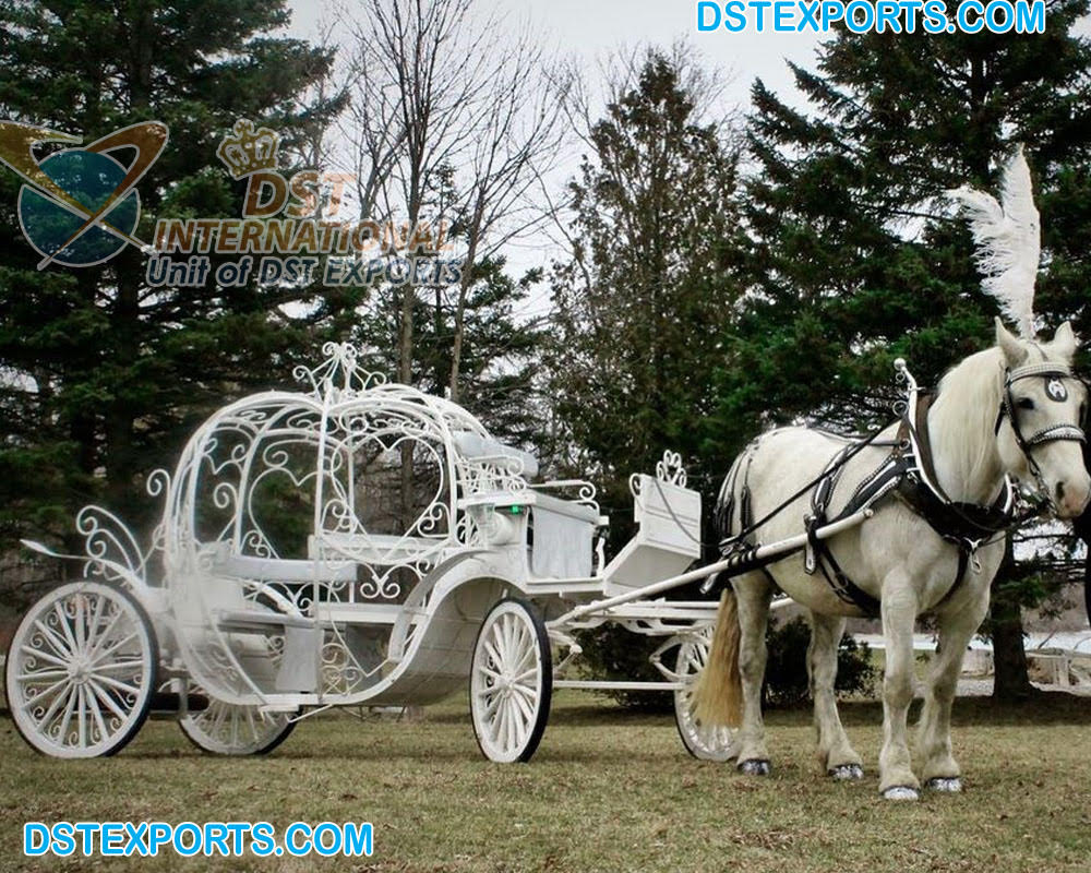 Cinderella Glass & Pumpkin Carriage And Horses 