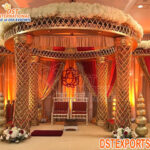 Modern Indian Wedding Golden Crystal Mandap