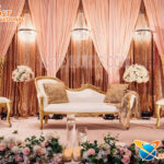 Muslim Walima White Gold Sofa Set For Stage