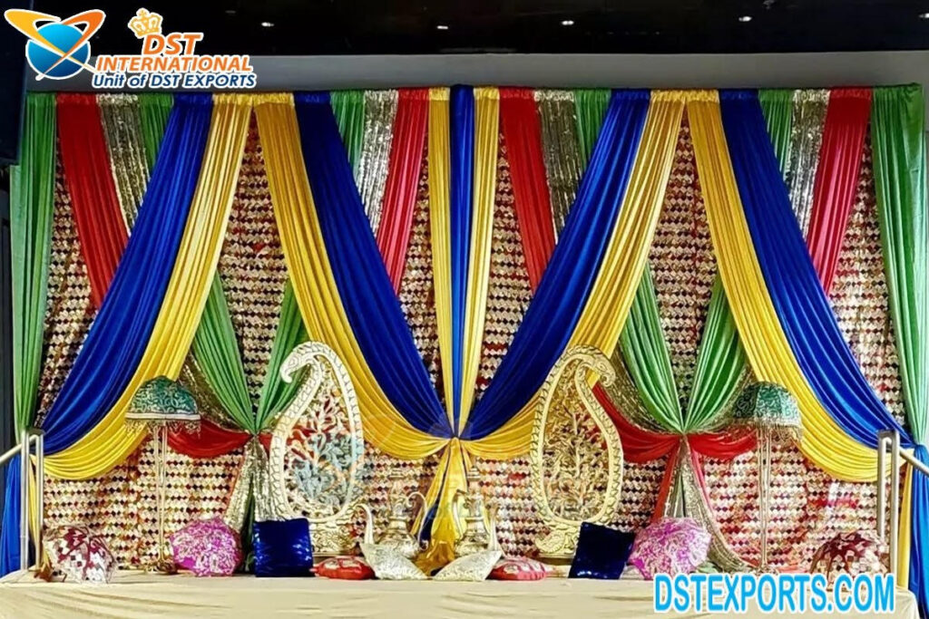 Punjabi Phulkari Style Backdrop For Wedding Stage