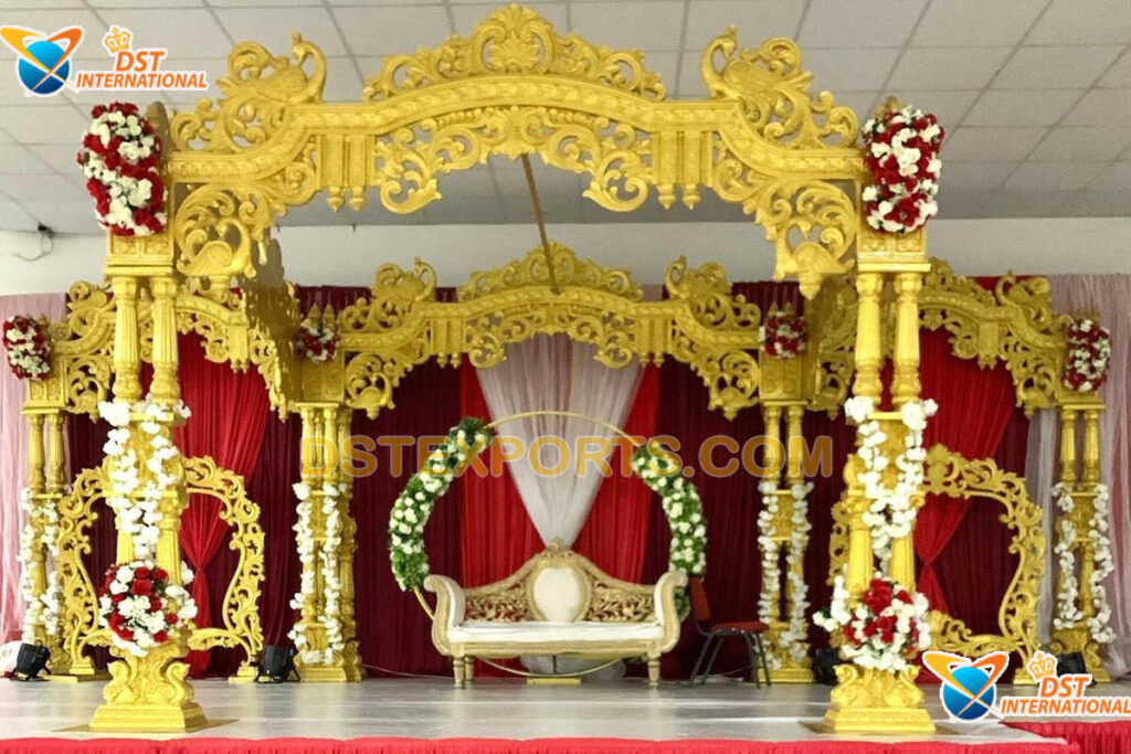 Traditional South Indian Wedding Gold Mandap