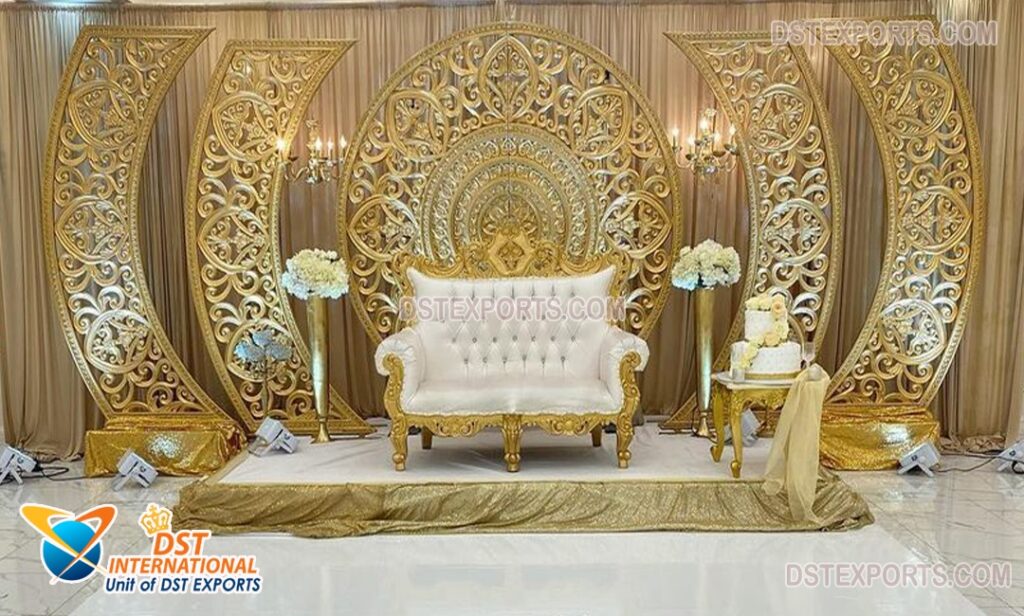 Glitter Gold Frame Backdrop Frames For Wedding Stage