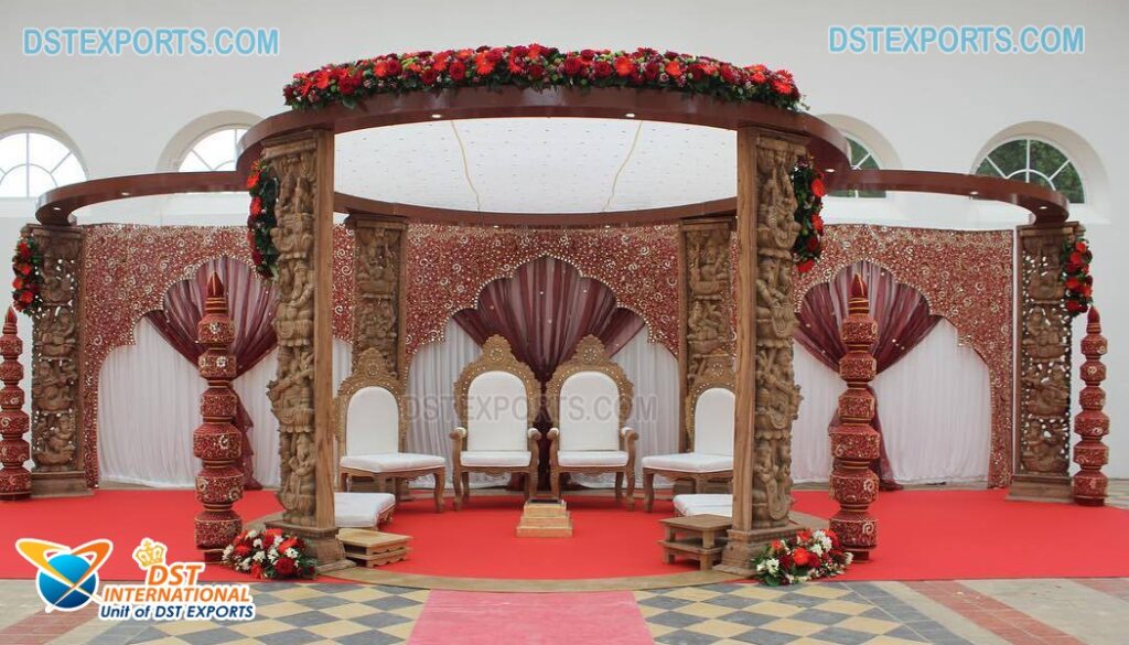 Traditional Wedding Wooden Carved Mandap