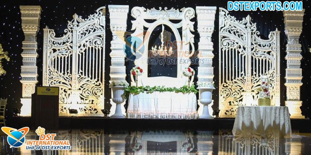 Wedding White Theme Victorian Stage Decoration