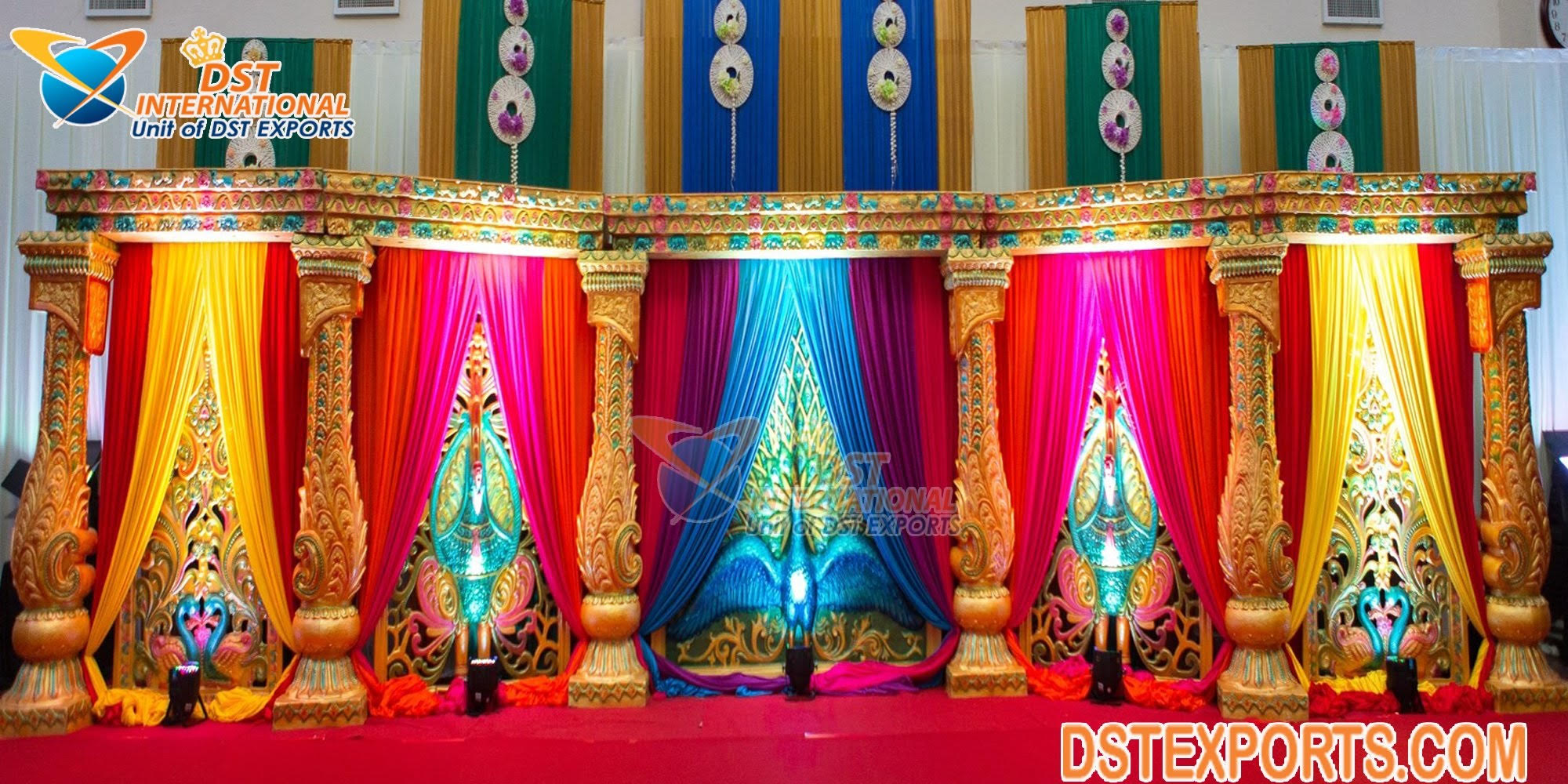 Best Indian Ceremony Peacock Pillar Wedding Stage