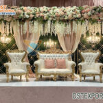 Designer White Gold Wedding Stage Sofa Set