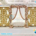 Exclusive Golden Carved Wedding Stage Backdrop Panels