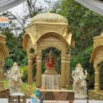 Golden Fiber Temple For Wedding Decoration