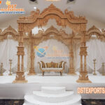 Indian Wedding Peacock Carved Wooden Mandap