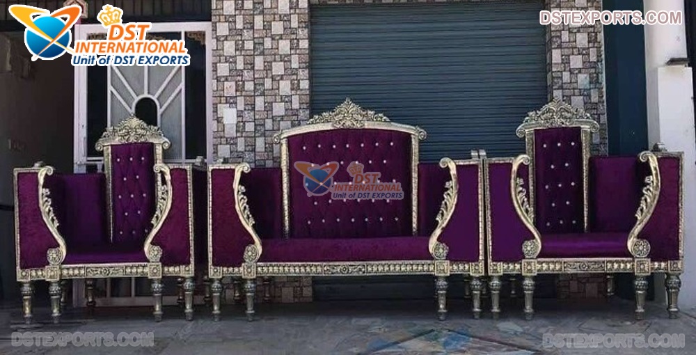 Royal Carved Wedding Stage Maharaja Sofa Set