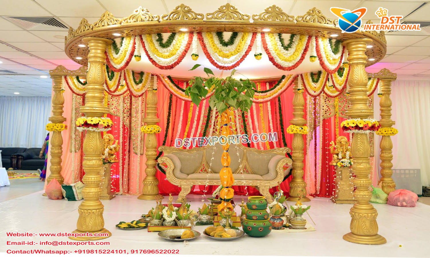 Colourful mandapam | Wedding background decoration, Arch decoration  wedding, Wedding stage decorations