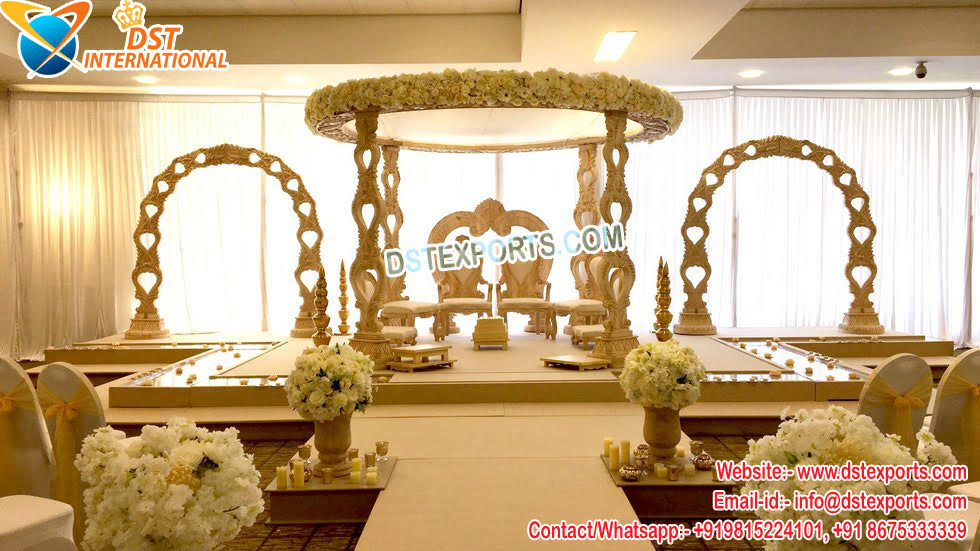 Wedding Heart Design Wooden Pillars Mandap
