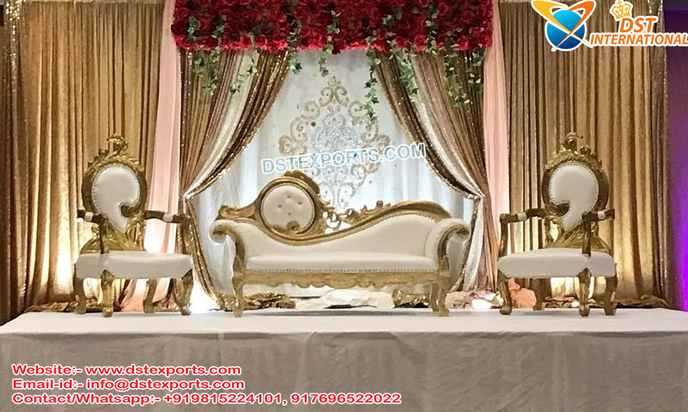 White Gold Wedding Loveseat Sofa For Sale