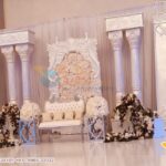 White Romania Theme Wedding Reception Stage Set