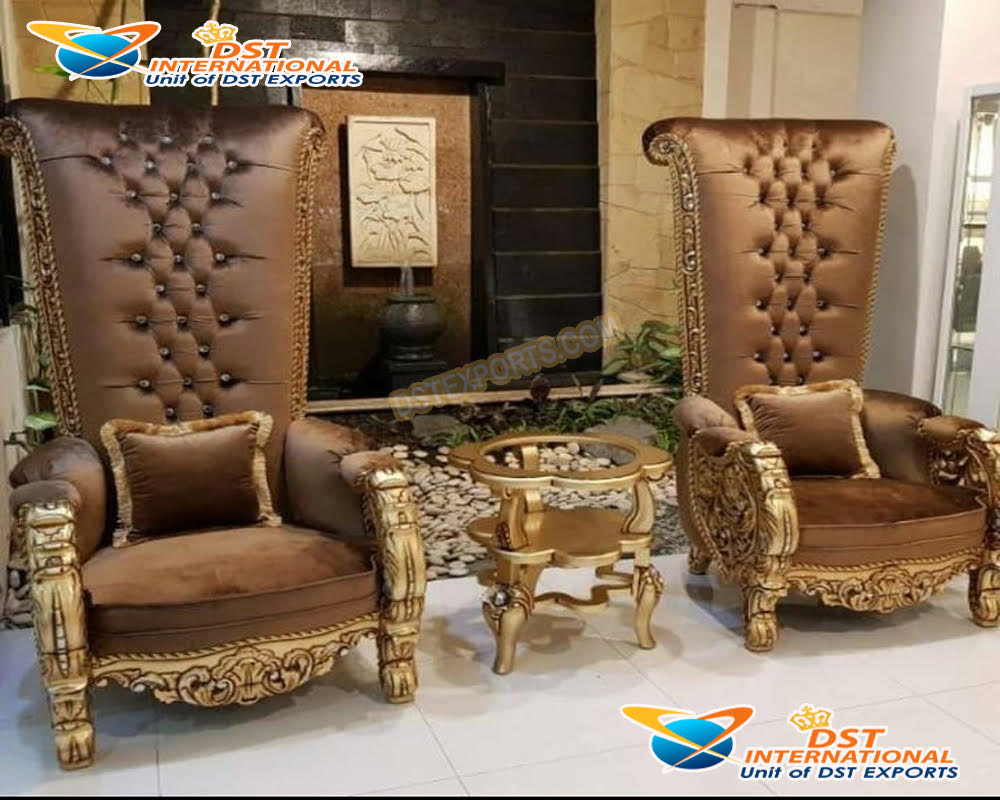 Wooden Accent Throne Chairs For Home