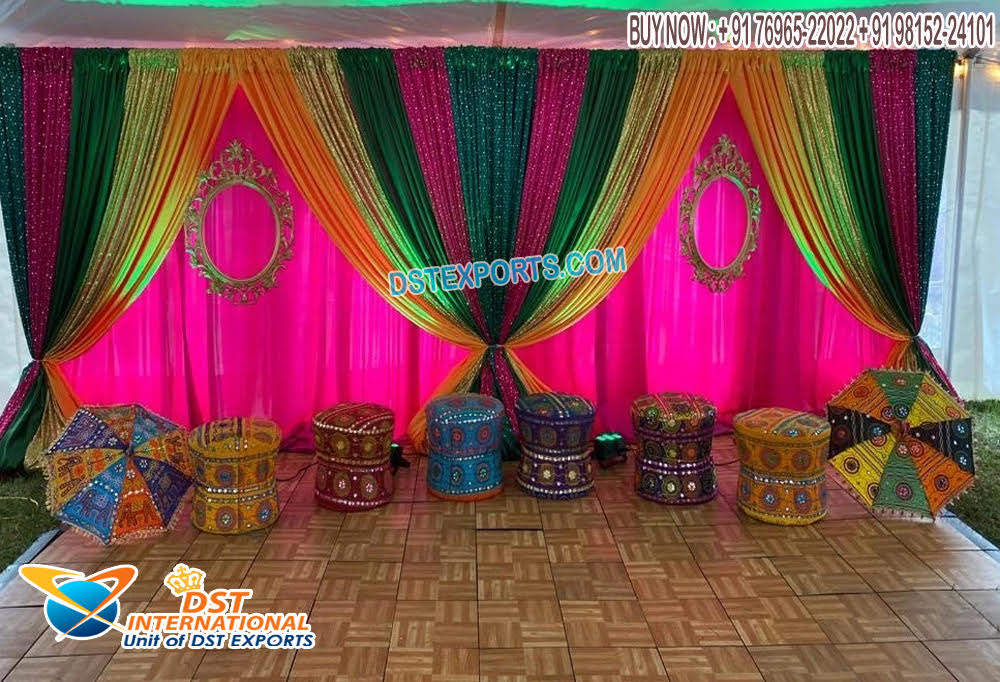 Colorful Handmade Poufs For Wedding Decoration