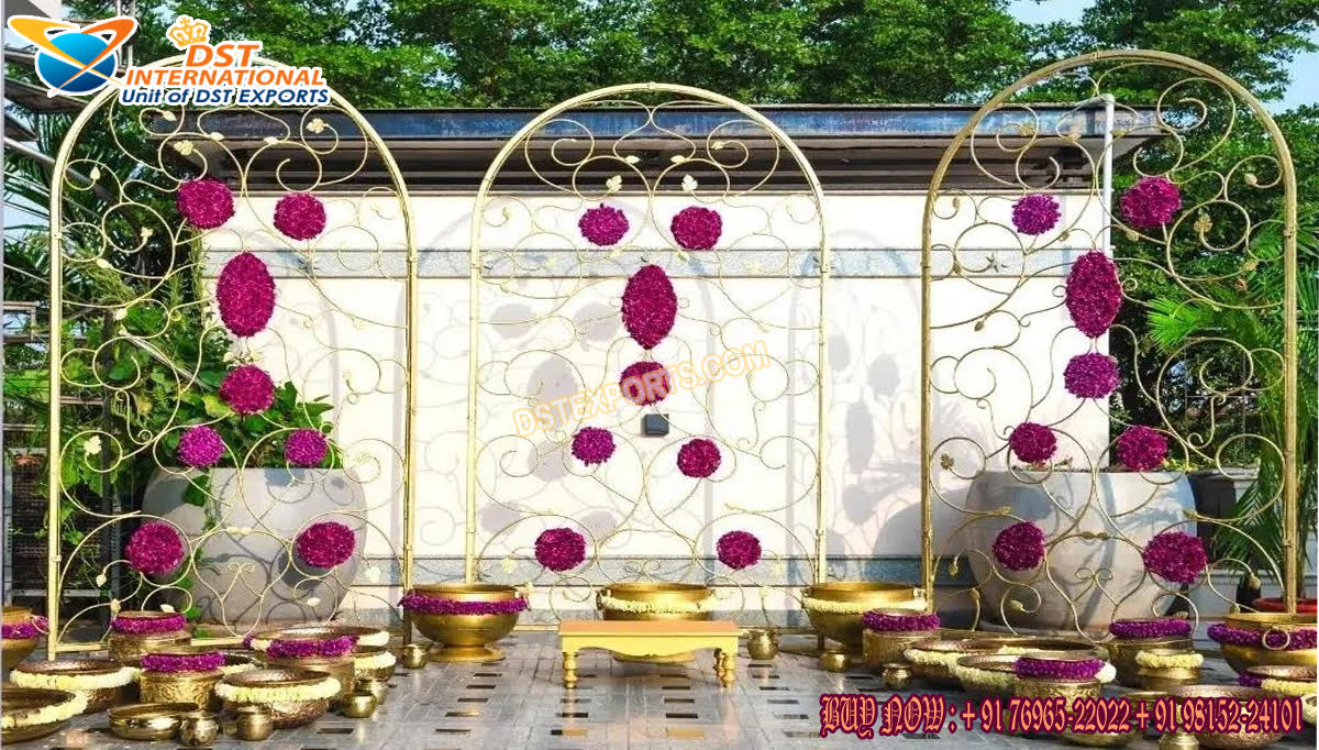 Exclusive Haldi Ceremony Metal Stands Decoration