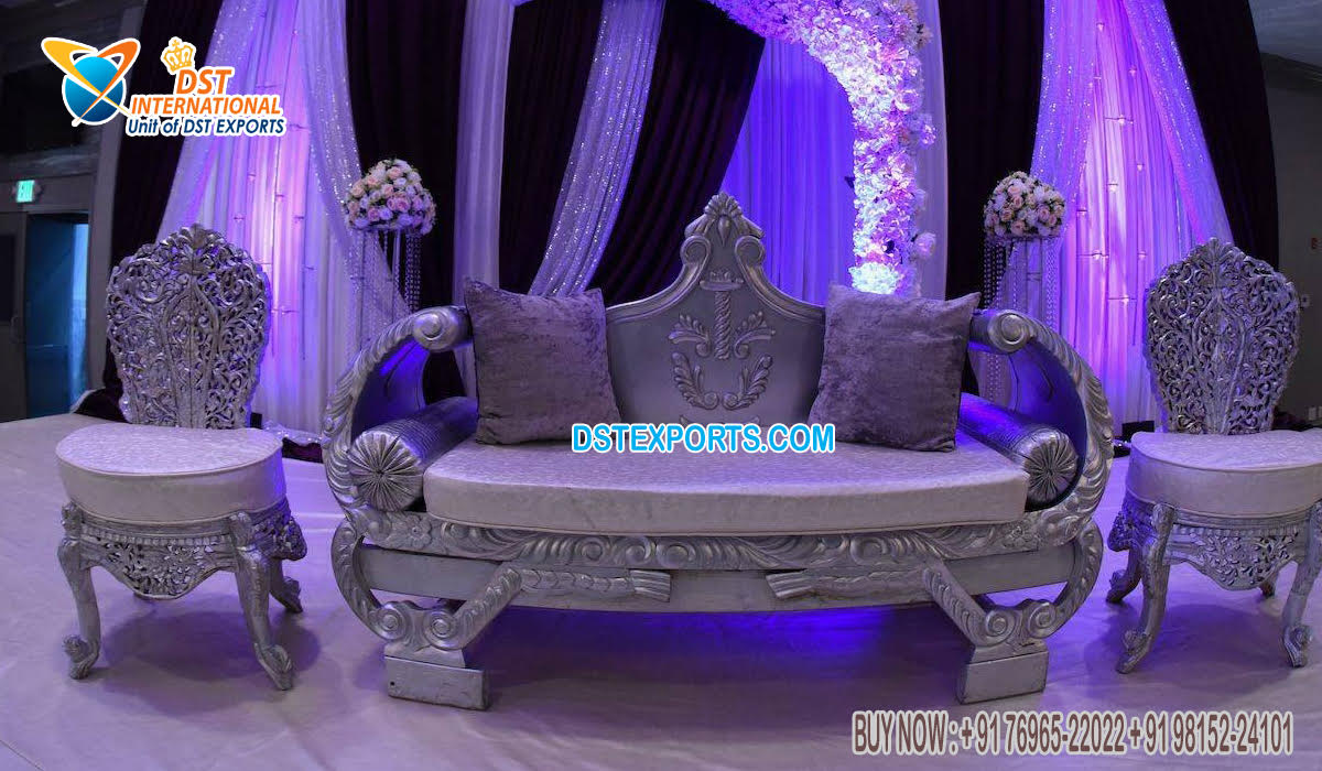 Silver Finish Boat Style Wedding Sofa Set